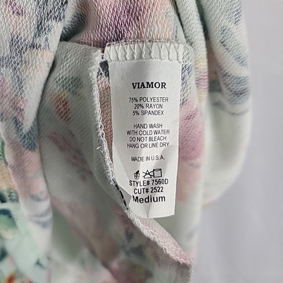 NEW Viamor Women's Mint Watercolor Floral Short Sleeve Dress w/ Pockets Sz M - Picture 7 of 9